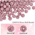 thumbnail image 2 of 100 Pcs Perles en Strass Roses - 10mm Perles Rondes en Argile Polymère Disco pour Collier & Bracelet Bricolage, 2 of 9