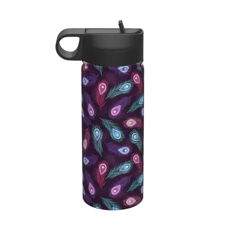 

Uemuo Peacock Feathers3 Print 18oz Sports Insulated Kettle Water Bottle Outdoor Sports Bottle Insulated Hydration Bottle with Handle & Flip Straw