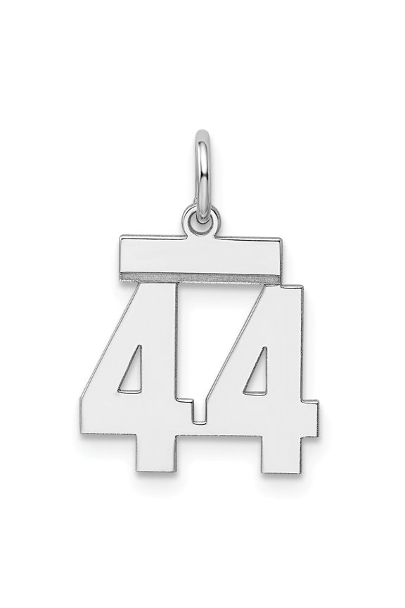 Sterling Silver Rhodium-plated Small Polished Number 44 Charm