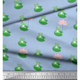 thumbnail image 2 of Soimoi Velvet Fabric Lotus & Frog Kids Print Sewing Fabric Yard 58 Inch Wide, 2 of 3