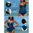 thumbnail image 4 of DOKOTOO Womens Tankini Bathing Suits Shell Metal Tummy Control Two Piece Swimsuit Tankini Top with High Waisted Bottom Sail Blue M US8-10, 4 of 11