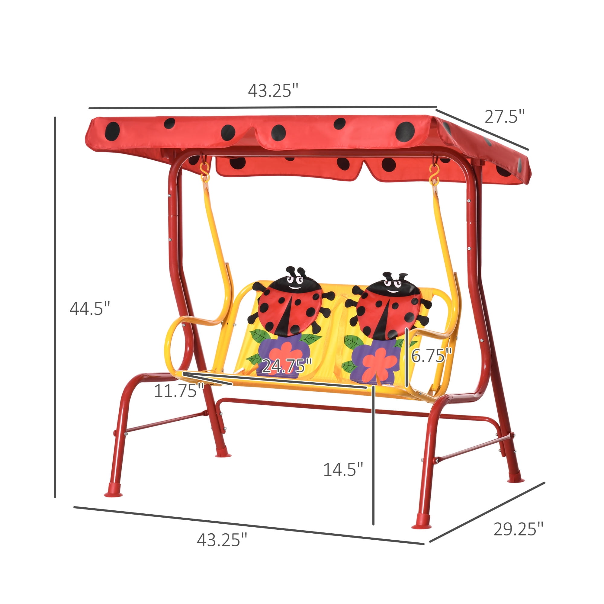 Outsunny Children's Outdoor Backyard Swing Chair, Frog