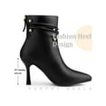 thumbnail image 5 of BLISSFUL STEP Women's Ankle Boots Stiletto Heel Pointed Toe Rivet Decor Back Zip Boots Black 5.5, 5 of 7