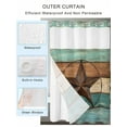 thumbnail image 2 of No Hook Cloth Fabric Shower Curtain with Snap in Liner, Teal Brown Waterproof Shower Curtains Set with See Through Top Window, Country Texas Star Farmhouse Barn Door Wood Bath Curtains Shower 72"x78", 2 of 6