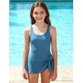 thumbnail image 2 of Aideaone Girl One Piece Swimdress Swimsuits Adjustable Straps Bathing Suit with kirt Tummy Control Swim Dresses Size 10-16, 2 of 6