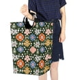 thumbnail image 4 of Yayeee Freestanding Laundry Hamper with Handle Collapsible Large Storage Basket for Clothes, Blue Geometric Flowers, 4 of 7