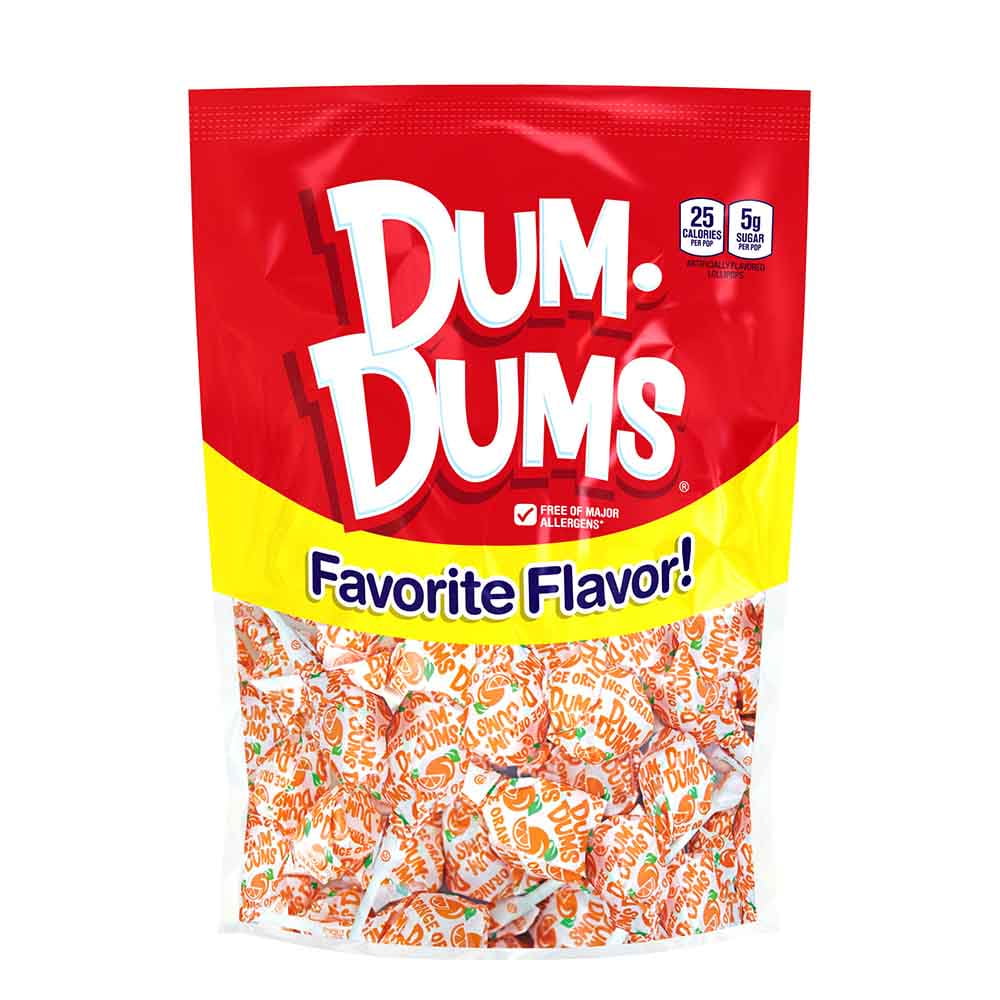 Dum Dums Lollipops Orange Flavor 150 Ct Bag