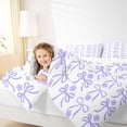thumbnail image 3 of Manfei Purple Bow Flower Full Size Comforter Sets for Girls, Cute Ribbon Bedding Sets, Reversible, 3 Pieces, 3 of 6