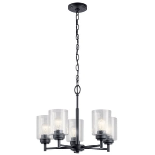 OVE Decors Joakim 5-Light Chandelier With Black Finish Metal Glass Dome ...