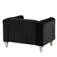 thumbnail image 2 of 42"Modern Dutch Fluff Sofa, Upholstered Sofa with Solid Wood Legs, Buttoned Tufted Backrest, 3-Seater Couch for Living Room, Office, Bedroom. Black., 2 of 6