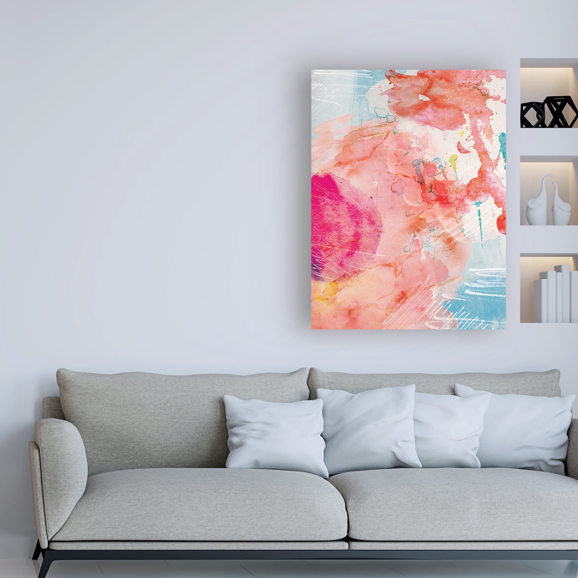 Trademark Fine Art 'Abstract Turquoise Pink No. 1' Canvas Art by Louis Duncan-He