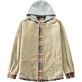 thumbnail image 3 of YATELLE Men's Cotton Plaid Shirts Jacket Fleece Lined Flannel Shirts Sherpa Button Down Jackets with Hood for Men, 3 of 7