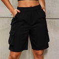 thumbnail image 2 of yillto Women's Cargo Shorts with 6 Pockets Elastic Waist Knee Length Long Hiking Summer Baggy Casual Shorts, 2 of 7