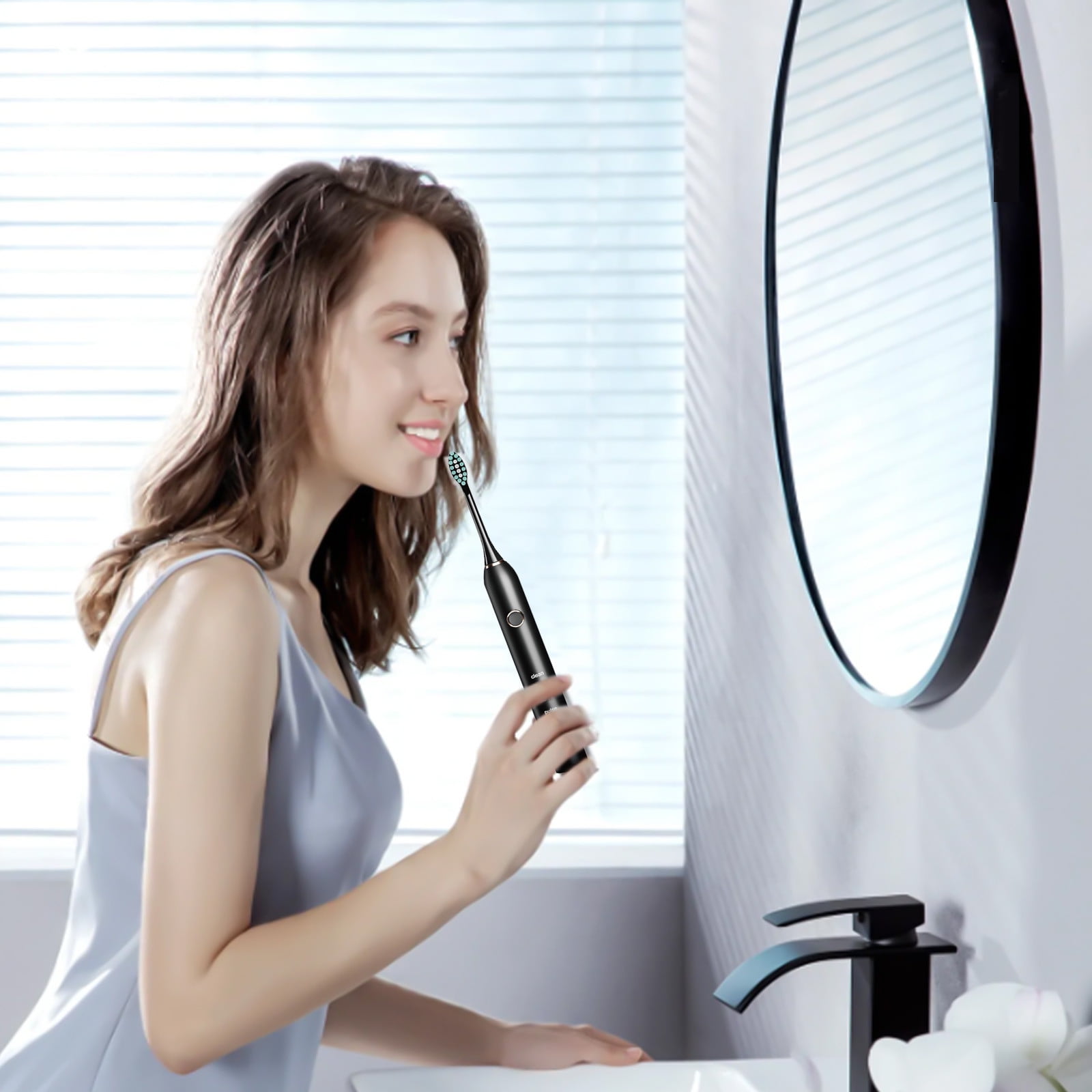 Wovilon USB Charging Toothbrush, Toothbrush With 2 Brush Heads, Smart 5-ModesTimer Toothbrush IPX7