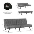 thumbnail image 4 of Costway Futon Sofa Bed PU Leather Convertible Folding Couch Sleeper Lounge Grey, 4 of 10