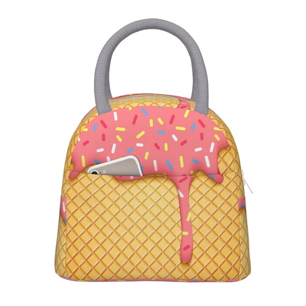 Fotbe Bolsa de Almuerzo con Estampado, Lonchera Aislada, Contenedor de Comida Reutilizable Tipo Cooler a Prueba de Fugas