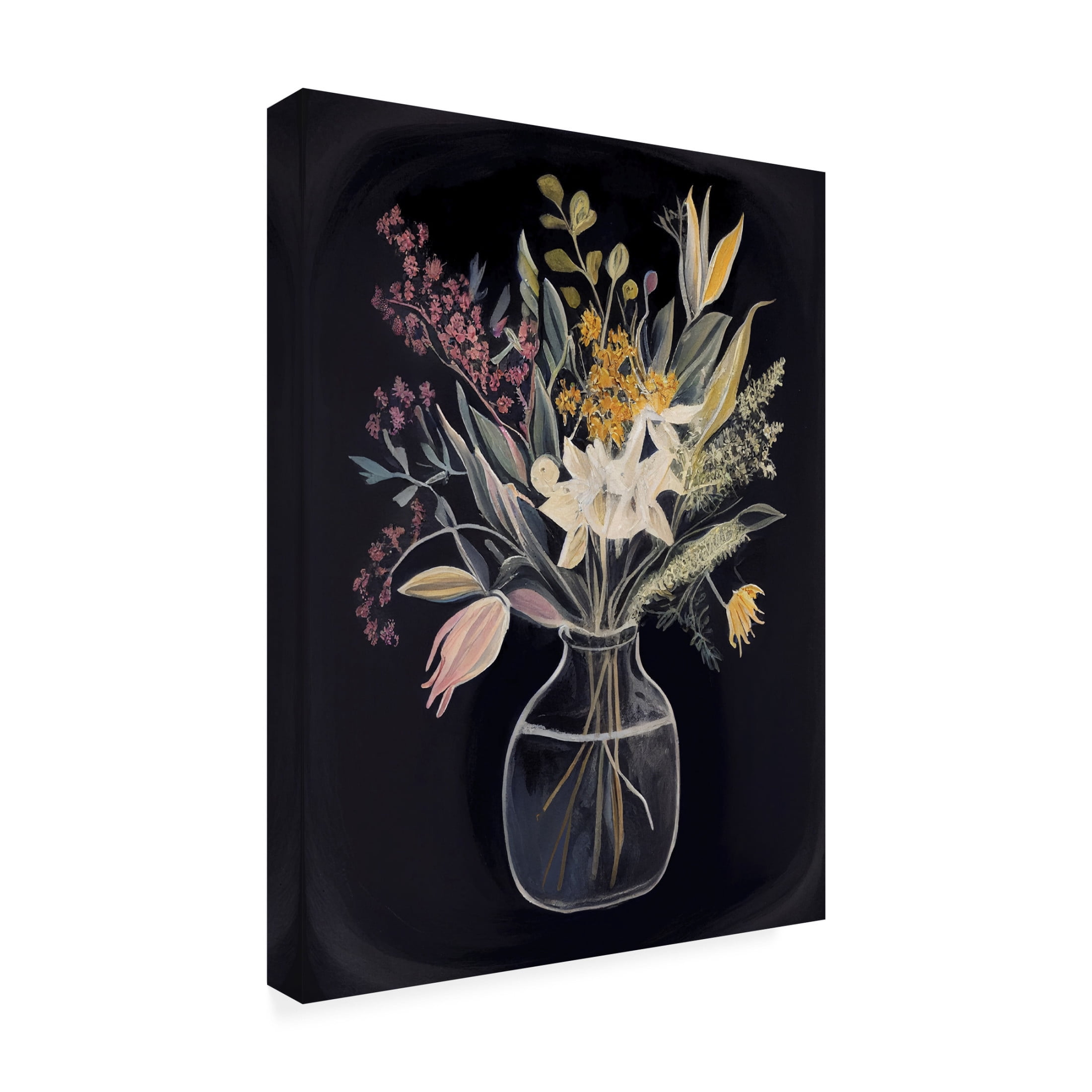 Canvas Wall Art - Sasha 'Flowers of the Night III' Wall Art for Living Room, Bedroom, or Office Décor by Trademark Fine Art - 24 x 32 Inches