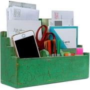 Mail Organizer Countertop Letter Holder For Desk Wooden Desk Organizer - Green