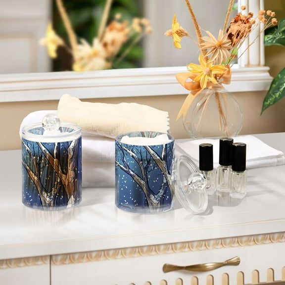 Ckdifva Trees Winter Storage Jar with Lid Acrylic Organization Storage Containers Set of 2