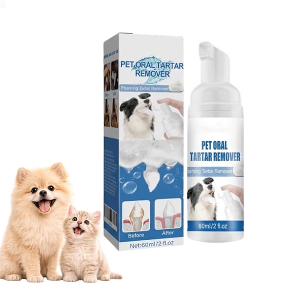 Pet Oral Tartar Remover Spray, Foaming Pet Dental Spray for Dog Teeth Cleaning and Fresh Breath Care