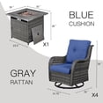 thumbnail image 2 of Gymojoy 5-Piece Patio Furniture Set with Rectangular Fire Pit Table, Swivel Rocking Chairs, Outdoor High Back Wicker Rattan Conversation Set with 4-inch Blue Cushions, 2 of 17