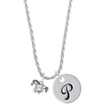 thumbnail image 1 of Delight Jewelry Silvertone Mini Running Horse Silvertone Script Initial Disc - P - Charm Necklace, 20"+3", 1 of 4
