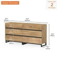 thumbnail image 3 of WAMPAT Queen Size Bed Frame with 2 Nightstands, Upholstered Platform Bed with Adjustable Fabric Headboard & 6-Drawer Dressers, Wooden Slats Support, No Box Spring Needed, Grey & Oak, 3 of 4