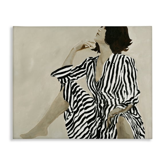 Stupell Industries Stylish Woman in Thought People Painting Wrapped Canvas Art Print Wall Art, 20 x 16