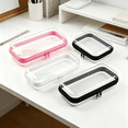 thumbnail image 6 of 1 Pack Hard Clear Zipper Case Makeup Bags, Plastic Zipper Pouch, Transparent Storage Box, Containers for Cosmetics, Snacks, Building Blocks, Puzzles, Stationery, 9.8×7.9×2 Inch,Pink, 6 of 9
