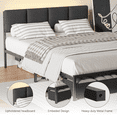 thumbnail image 5 of Tydimor Queen Upholstered Sturdy Metal Bed Frame with LED Lights, 2 Storage Drawers & Charging Station, 5 of 7
