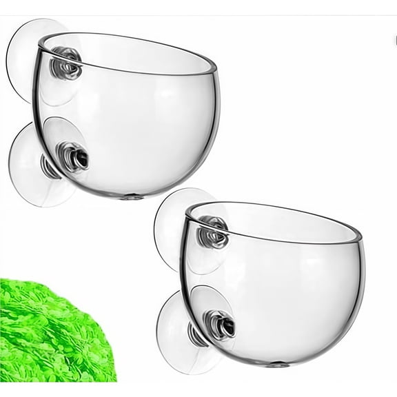 Aquatic Plant Cup with 2 Suction Cup, Wanfoou 2 PCS Aquatic Plant Cups with Hole, Crystal Glass Aquatic Plant Cup Pot Holder with Suction Cups for Fish Tank Aquarium Decor