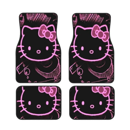Hello Kitty Floor Mats for Cars Anime Car Floor Mats Set of 4 Pieces Universal Cute Floor Liner Car Accessories Automotive Decoration Floor Mats