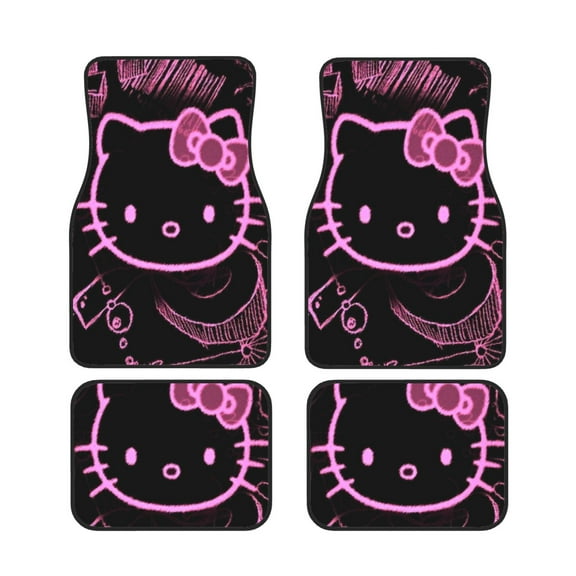 Hello Kitty Floor Mats for Cars Anime Car Floor Mats Set of 4 Pieces Universal Cute Floor Liner Car Accessories Automotive Decoration Floor Mats