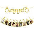thumbnail image 2 of Golden Onion Paper Engagement Party Banner engaged Letters Flag Party Photo Wall Flag Scene Layout, 2 of 6