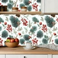 thumbnail image 5 of Peel and Stick Wallpaper Canvas Contact Paper Christmas red berries green fir twigs cones white Self Adhesive and Removable 23.6in x 118in, 5 of 8