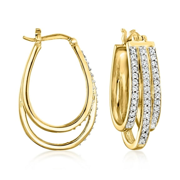Ross-Simons 0.50 ct. t.w. Diamond 3-Row Hoop Earrings in 18kt Gold Over Sterling, Women's, Adult