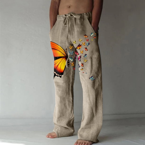 Pantalones largos casuales de pierna ancha para hombre, pantalones casuales estampados con cordones, pantalones de pierna ancha, pantalones deportivos, pantalones largos, pantalones para hombre
