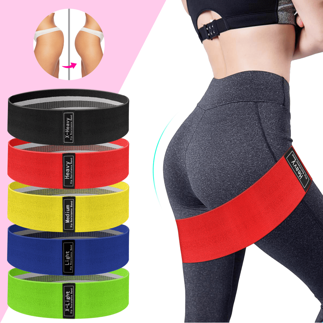 Resistance Bands for Working Out, Male/Female 5 Resistance Level Hip