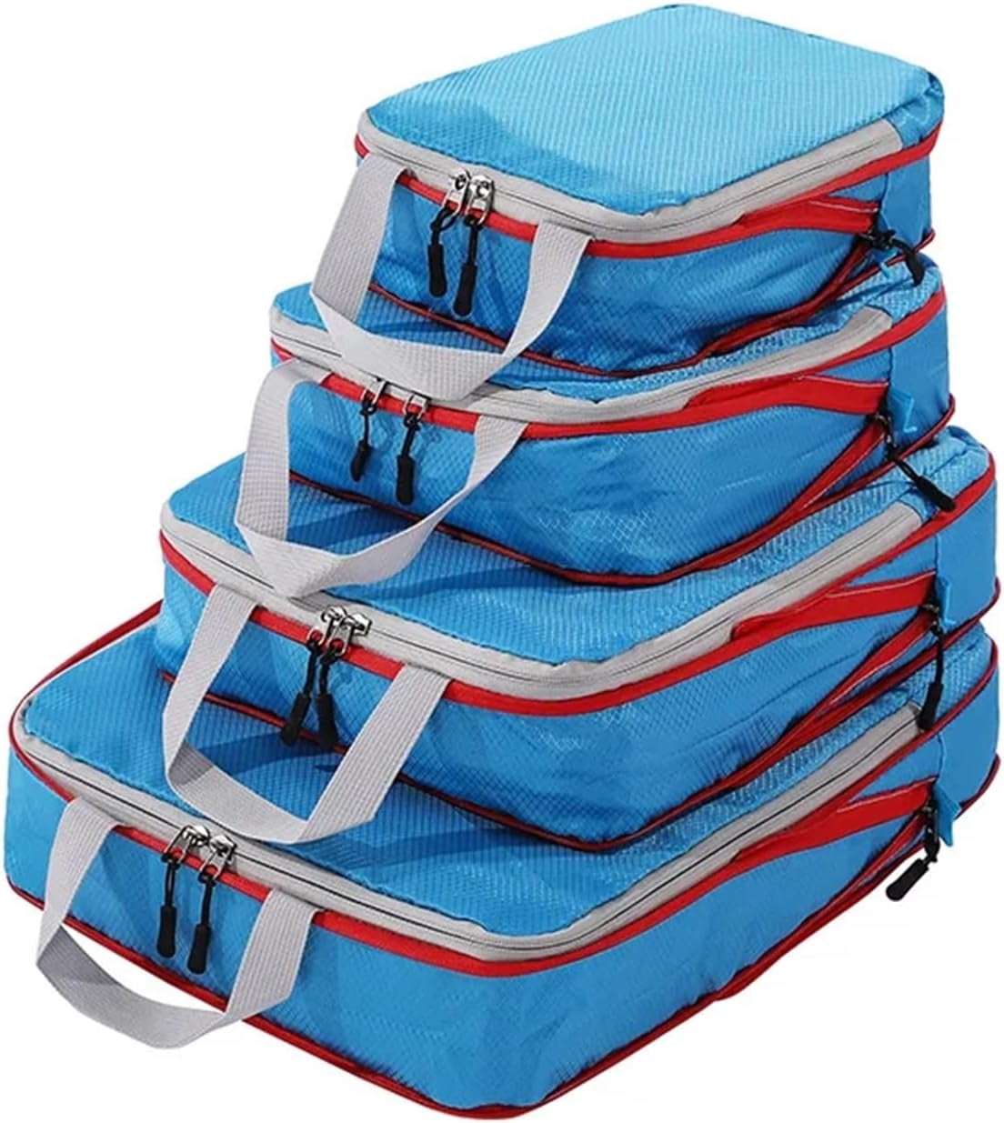 XiHAMA Packing Cubes for Suitcase Travel Storage Bag Compressible Packing Cubes Foldable Waterproof Travel Suitcase Nylon Portable with Handbag Luggage Organizer(Deep BLUE 4pcs)