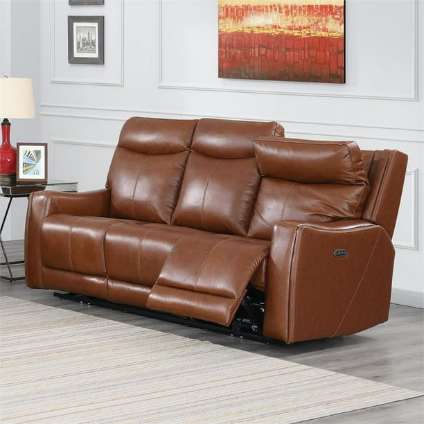 Natalia Caramel Leather Power Recliner Sofa