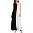 thumbnail image 2 of Half Black Half White Long Dress beach outfits for women women's summer dresses 2025 Dress vintage Dress, 2 of 6