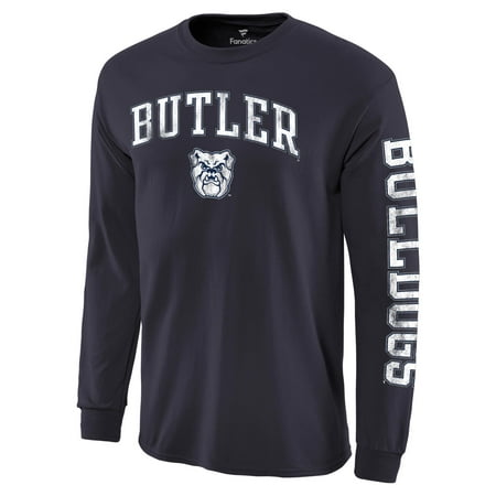 Men's Fanatics Branded Navy Butler Bulldogs Distressed Arch Over Logo Long Sleeve Hit T-Shirt