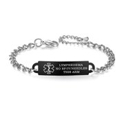 AOAMID Medical Alert Bracelet for Women Adjustable Personalized Free Engrave Lymphedema alert no bp/iv/needles this arm Stainless Steel Medical ID Bracelets 6.5-8 Inch(BS)