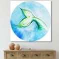 thumbnail image 2 of Designart ' Mermaid Green Fish Tail ' Nautical & Coastal Canvas Wall Art Print, 2 of 4