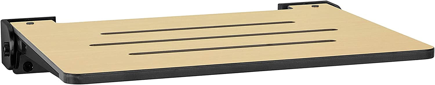 Urban Chic Teak Folding Wall Mount Shower Bench with Silver Frame