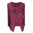 thumbnail image 5 of YYDGH Fringe Vest Cardigans for Women Faux Suede Open Front Vintage Vest Jacket Sleeveless 70s Hippie Boho Western Waistcoat Outwear Hot Pink XL, 5 of 7