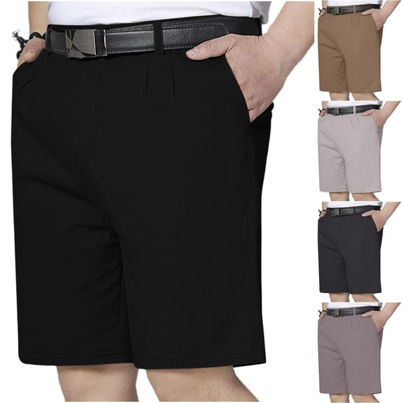 YTCAMLO Plus Size Mens Golf Shorts Classic Fit Stretch Cotton Flat Front Dress Shorts with Pockets Quick Dry Baggy Summer Shorts
