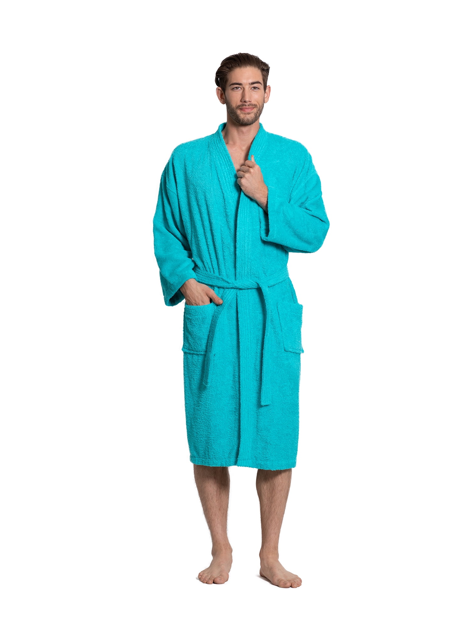 Turkuoise Men's Terry Cloth Robe 100 Premium Turkish Cotton Terry