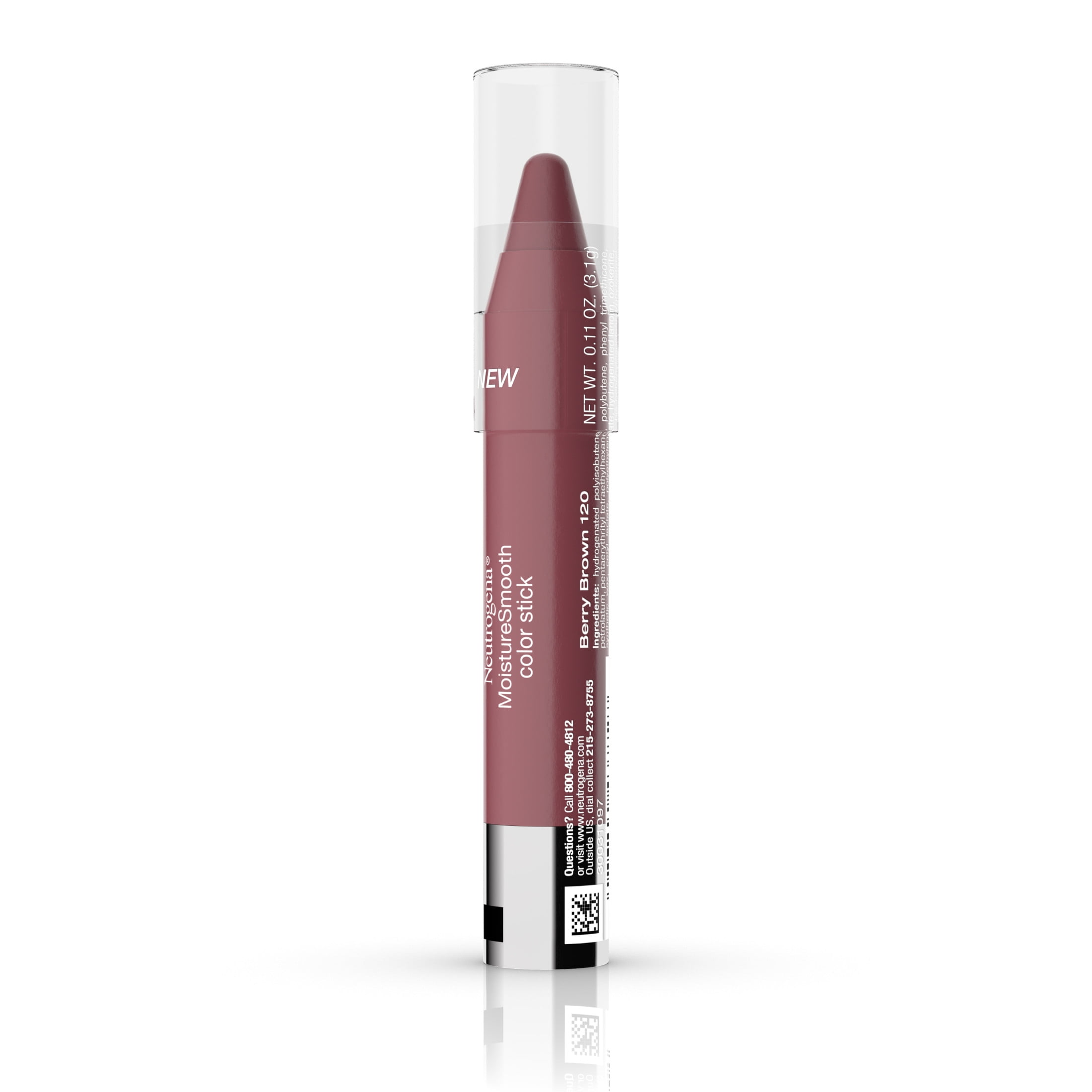 (2 pack) Neutrogena MoistureSmooth Color Stick Lipstick, Berry Brown,.011 oz
