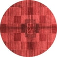 thumbnail image 1 of Ahgly Company Machine Washable Indoor Round Checkered Red Modern Area Rugs, 7' Round, 1 of 4
